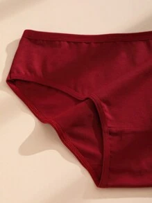 3Pcs Women's Cotton Panties Low-Waist Comfortable And Breathable Briefs Solid Color Basics Underwear