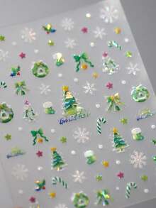 1 miếng dán móng tay hình cây thông Noel có keo dán trang trí móng tay - Nhiều màu - Xem 2