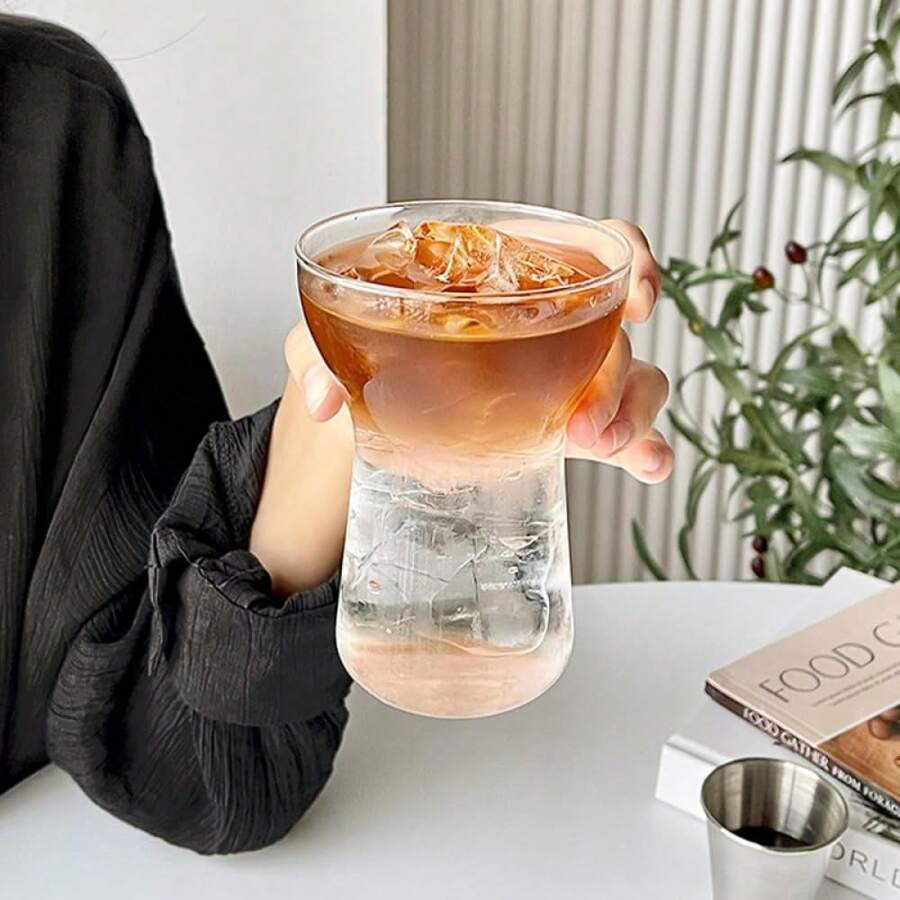 Hazara 高硼硅透明玻璃单层杯冰美式咖啡杯早餐牛奶杯冷萃杯可重复使用办公室果汁杯 - 彩色 - 查看 1