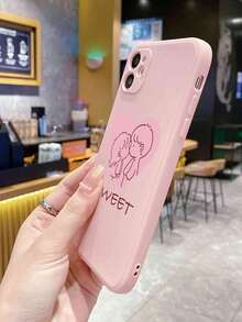 1 件可爱情侣接吻粉色心形图案磨砂边缘手机壳适用于 Iphone 16/Samsung//Redmi/VIVO/OPPO - 粉色 - 查看 5