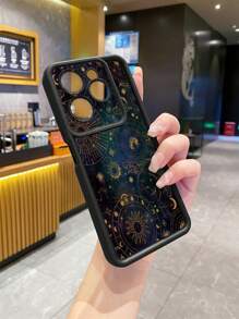 1pc Line Art Planet Anti-Shock Phone Case Compatible With Iphone/Galaxy/Infinix/Redmi/OPPO/VIVO/MOTO/Honor/Oneplus/Itel/Tecno - Black - View 5