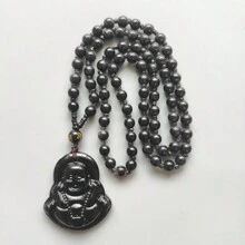 1件装女士复古休闲百搭仿白玉观音菩萨吊坠项链，长款毛衣链配饰 - 彩色 - 查看 11
