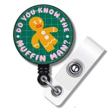 1 件可爱姜饼伸缩徽章卷轴架，配有坚固的鳄鱼夹，适用于护士、护理学生和医生 - 360 度旋转 ID 标签卡，带按扣 - 黑色 - 查看 13