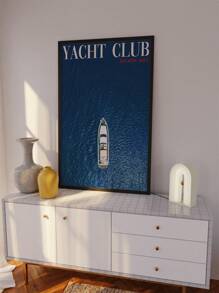 1 张无框游艇俱乐部海报、70 年代印刷品、时尚墙壁艺术、杂志海报、避暑别墅海报、艺术、复古印刷品、艺术、学院风印刷品