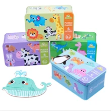 Montessori Educational Wooden 3D Puzzle Game In Metal Tin Box, Children Jigsaw Puzzle - JM Iron Box Puzzle - View 4