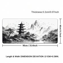 1 Peça Mousepad de Arte Preto e Branco Estilo Chinês Pintura a Tinta Grande Mousepad Gamer Tapete de Teclado Tapetes de Mouse XXL Tapete de Mesa de Borracha Design