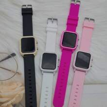 Women's LED Digital Watch With Rhinestones Colors Square Watch For Women - 黑色 - 查看 1