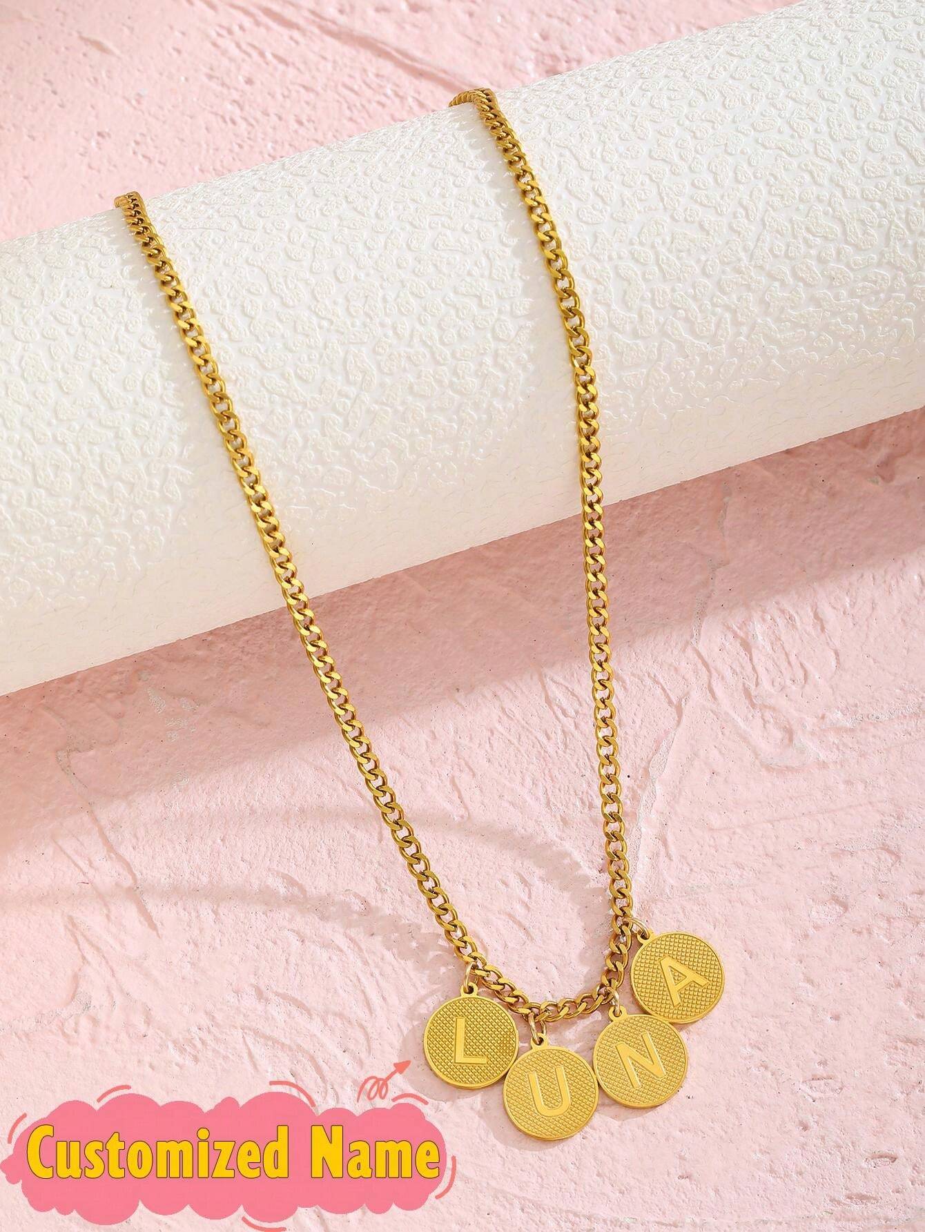 1PC Personalized Elegant Exquisite Stainless Steel Customized Letter