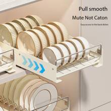 1 Stainless Steel Cabinet Pull-Out Bowl Tray Drain Rack, No-Drill Bowl Rack, Pull-Out Basket Drawer Type Three-Dimensional Bowl Cabinet Drain Rack,Bowl And Tray Rack, Pull-Out Bowl Rack, Pull-Out Tray Rack - Beige - View 6