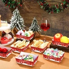 20 khay đựng thức ăn bằng giấy Giáng sinh, khay đựng đồ ăn nhẹ dùng một lần cho tiệc Giáng sinh, đồ trang trí ngày lễ và đồ dùng cho tiệc, Giáng sinh - Nhiều màu - Xem 5