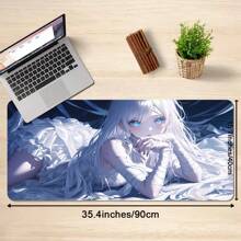 1 Tấm lót chuột chơi game dành cho cô gái tóc trắng Bàn di chuột Anime mở rộng, Tấm lót bàn lớn có đế chống trượt, Thảm bàn phím đầy đủ với các cạnh được khâu để chơi game và văn phòng - màu sắc - Xem 3