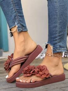 女士人字拖 - 轻便舒适休闲欧美风格人字拖 - 沙滩拖鞋 - 棕色 - 查看 5