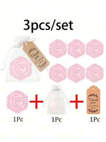 18 件/套，新娘送礼会礼品玫瑰设计镜子塑料化妆镜新娘感谢卡配纱袋婚礼派对礼物伴娘礼物送给客人新娘派对用品 - 淺粉色 - 查看 10