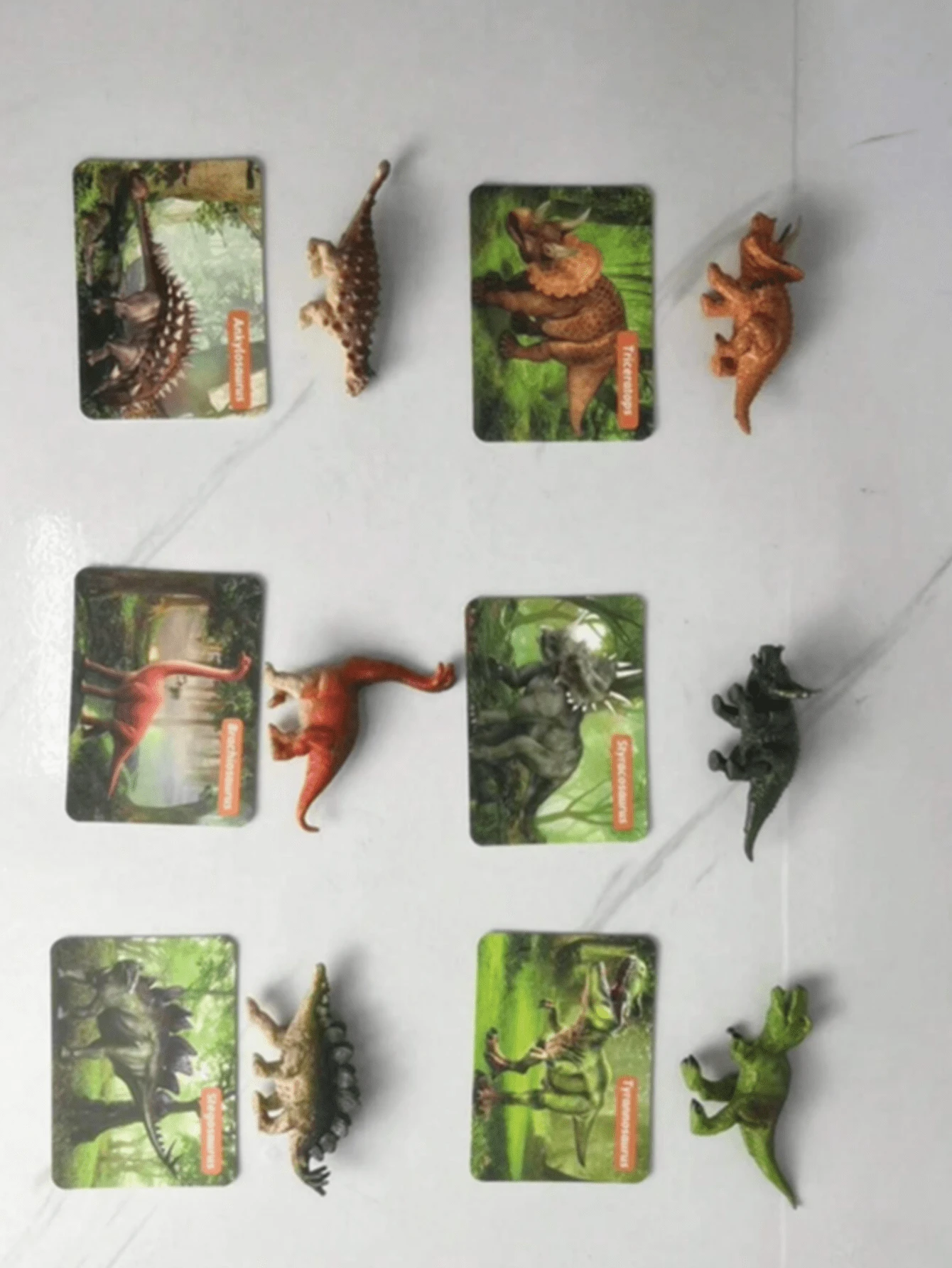 6pcs Imitation Real Heart Dinosaur Card Toy, Animal Dinosaur Card Model