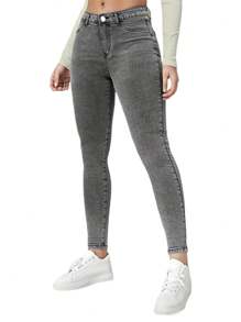 Teenage Girls Classic Solid Washed Denim Jeans