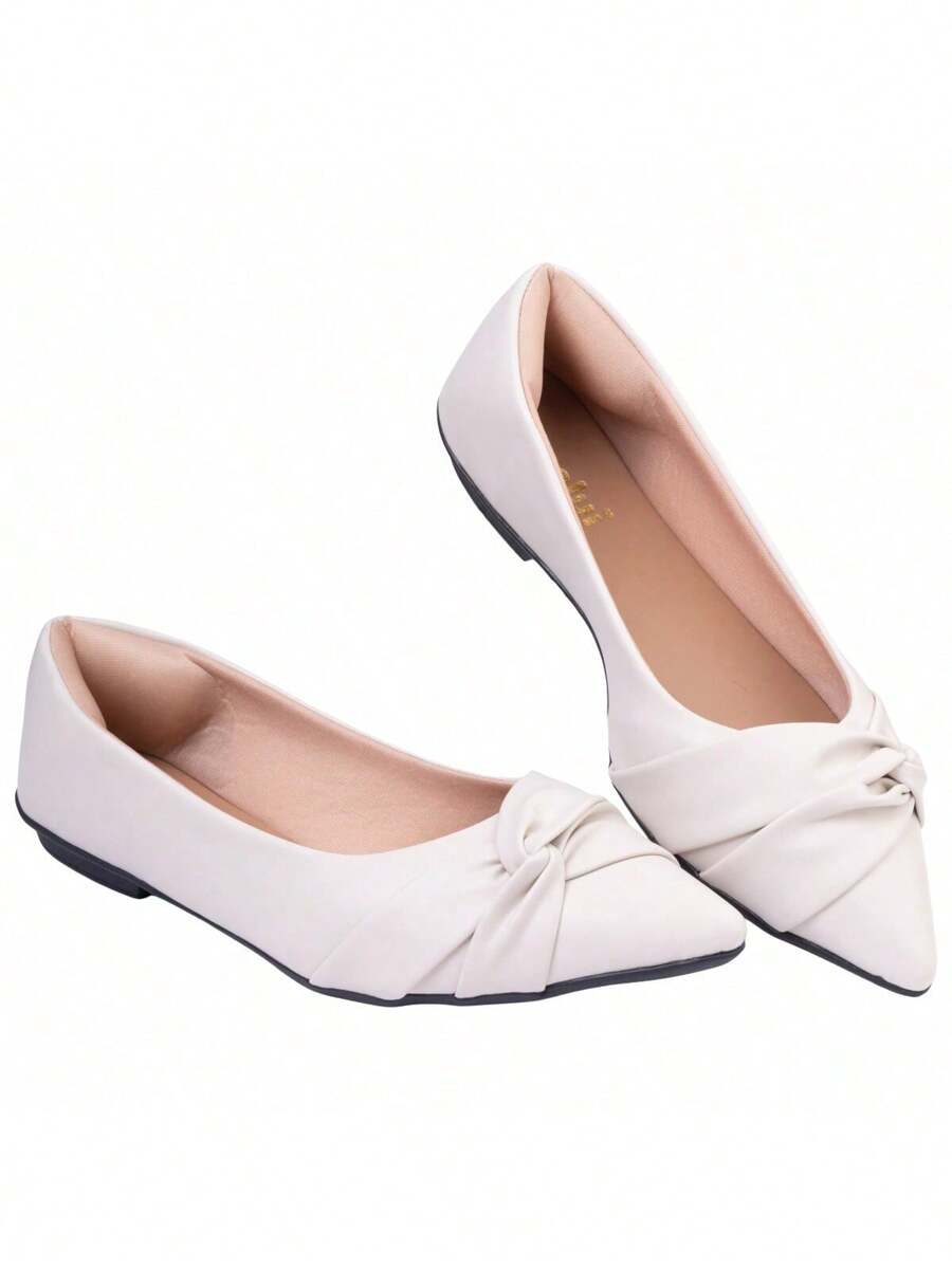 Women's Pointed Toe Casual Flats Casual Comfortable Cross-Tied Embellishment Fashion Sandal - trắng - Xem 1
