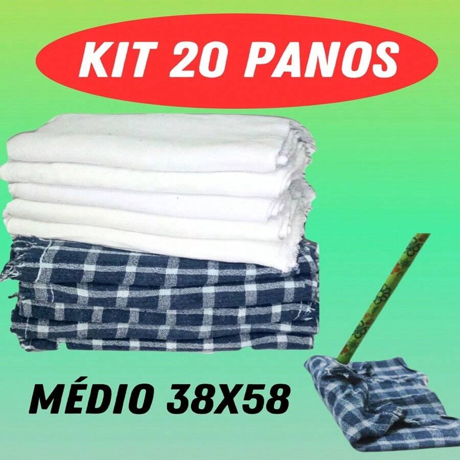 Kit 20 Floor Cloths Medium Bleached Reinforced Bag 38x58 White Or Blue - 藍色 - 查看 1