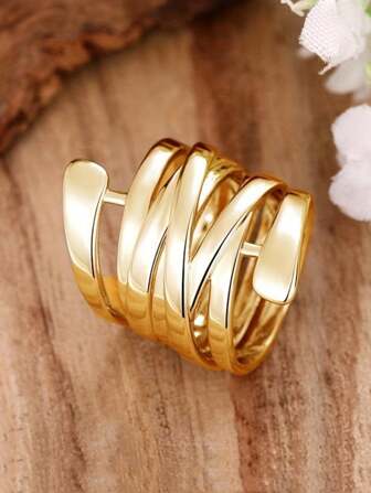 1pc Vintage Crossover Wide Copper Ring Elegant Women Engagement Wedding Party Jewelry Valentine's Day Gift Valentines,Mom,Mother,Mother's Day,Gift