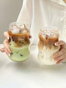 1 件 17.92 盎司带吸管的玻璃杯，中世纪风格玻璃咖啡杯，透明水杯，适合家庭和办公室作为礼物 - 透明 - 查看 2