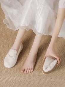 Women's Flat Fuzzy Shoes, New Fashionable Outdoor Flat Shoes, Round-Toe With Fur Lining, Warm And Soft Loafers, Comfortable Mary Jane Flats