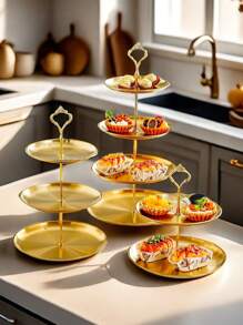 1pc 2/3 Tier Stainless Steel Cupcake Stand, Reusable Dessert Tray, Juice & Candy Display Rack For Christmas, Wedding, Birthday Party, Baby Shower Decoration - Silver - Silver - View 12