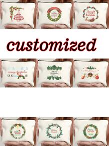 1 pieza Bolso ligero y elegante con diseño único impreso de árbol de Navidad, Papá Noel y renos, personalizables, perfecto para teléfono, cosméticos, monedero, embrague, neceser, esencial para viajes, con diseño de letra adorable