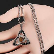 1 chiếc vòng cổ đá năng lượng Triquetra Celtic của Ireland, mặt dây chuyền bùa hộ mệnh Wiccan Witch Knot, trang sức Lucky Knot dành cho nam và nữ - Thời trang - Xem 7