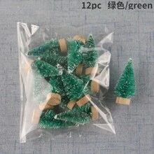 12pcs/Pack Mini Artificial Pine Christmas Trees, Multiple Colors (Blue, Light Green, Green, White, Gold, Silver), Home, Party, Office, Garden Decor, Christmas Decoration, DIY Miniature Snowy Scene Craft Ornaments,Christmas - 12pcs Small Christmas Tree - View 9