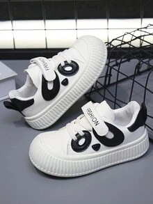 2024 年春秋新款儿童休闲钩环低帮软底防滑皮革运动鞋，适合男孩和女孩 - 白色 - 查看 6