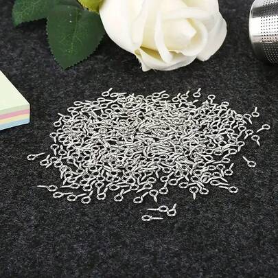 100/200/300/500pcs Mini Screw Eye Pins, 10x5mm - Ideal For Jewelry, Cork Bottles And Resin Crafts, DIY Jewelry Findings, Stainless Steel Screw Eye Pins For Handmade Crafts, Pearl Pendant, Keychain, Charm, DIY Art Supplies