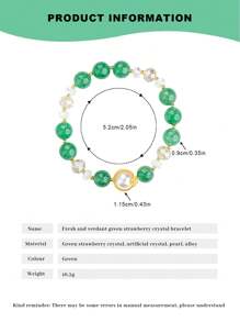 [VE] 1 件优质天然绿色草莓石英手链，风格清新自然，寓意爱与和谐，增强人际魅力，促进情感交流，独特审美，时尚配饰，增添个人魅力。珠宝颜色随机。