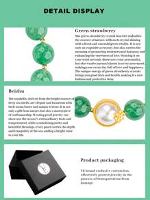 [VE] 1 件优质天然绿色草莓石英手链，风格清新自然，寓意爱与和谐，增强人际魅力，促进情感交流，独特审美，时尚配饰，增添个人魅力。珠宝颜色随机。