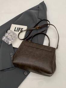 Light Luxury Simple Handbag 2024 Plaid Daily Commuting Shoulder Crossbody Bag - Coffee Brown - View 7