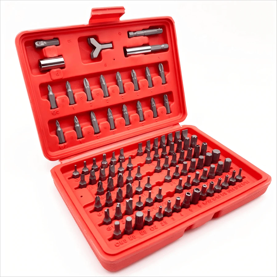 Juego de destornilladores de 100 piezas, destornillador en forma de cruz, cabeza tipo Y, juego de destornilladores hexagonales internos tipo M - Rojo - Ver 1