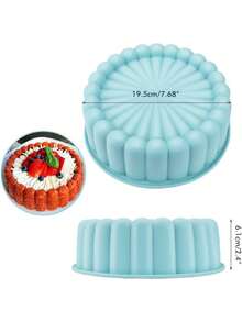 大号硅胶蛋糕模具，花形圆形不粘烤盘，适用于布朗尼、芝士蛋糕、蛋挞、派 - 彩色 - 查看 6