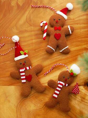 6pcs Christmas Gingerbread Man Hanging Ornaments, Felt Gingerbread Man Ornaments, Add Sweet Ambiance To Your Christmas Tree Decorations! Doll Gingerbread Man Pendant, Christmas Thanksgiving Gifts, Christmas Party Fireplace Window Ornaments, Fireplace Home Decor, Party Holiday Gingerbread House, Christmas Tree Hangings, Classic Belief Decorations, Suitable For Christmas And Winter