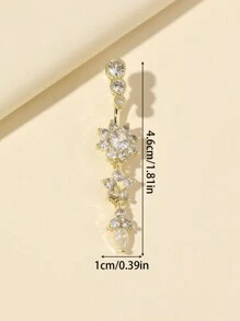 1pc Three-Section Navel Piercing With 21 Cubic Zirconia - Yellow Gold - View 4