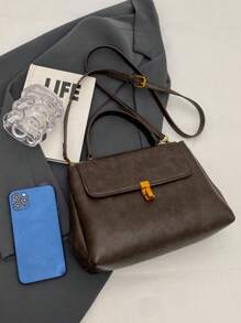 Light Luxury Simple Handbag 2024 Plaid Daily Commuting Shoulder Crossbody Bag - Coffee Brown - View 8