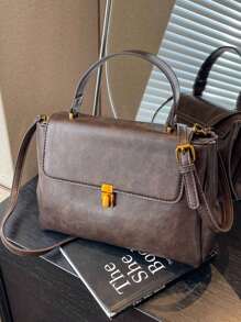 Light Luxury Simple Handbag 2024 Plaid Daily Commuting Shoulder Crossbody Bag - Coffee Brown - View 5