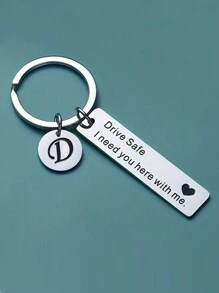 Drive I Need You Here With Me 钥匙扣字母表首字母不锈钢钥匙链环礼物送给他/她男朋友/丈夫情人节