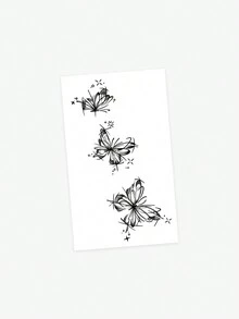 1pc Temporary Tattoo Sticker: Black Butterfly Shadow Design, Waterproof, Sweat-Resistant, PVC Material, Suitable For Fashionable People For Daily Use - Black - View 5