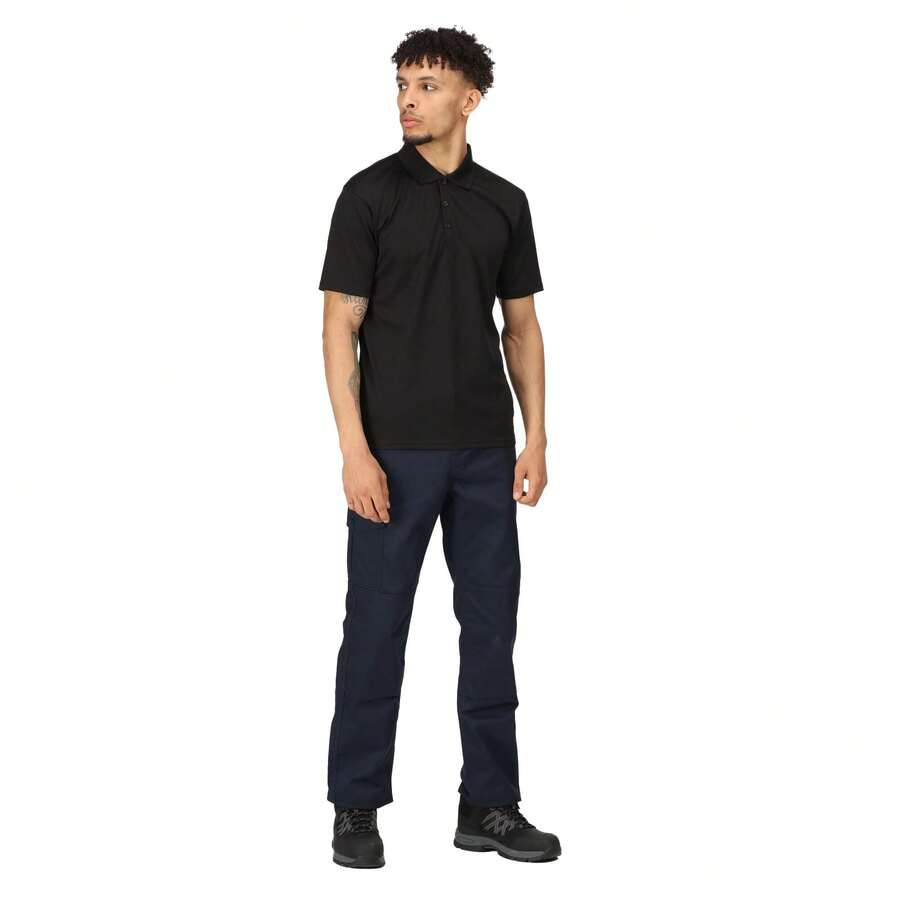 Regatta Professional Mens Moisture Wicking Polo Shirt - 100% Polyester - (RG9338) - Black - View 1