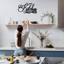 Placa de cozinha de metal rústica de fazenda de 1 peça - decoração de parede desgastada, fácil de pendurar, perfeita para casa, cozinha ou sala de jantar, decorações de Mardi Gras e Páscoa, decoração de casa, decoração de quarto, presentes de decoração de parede, aniversário, formatura, decoração de cozinha - Preto - Ver 3