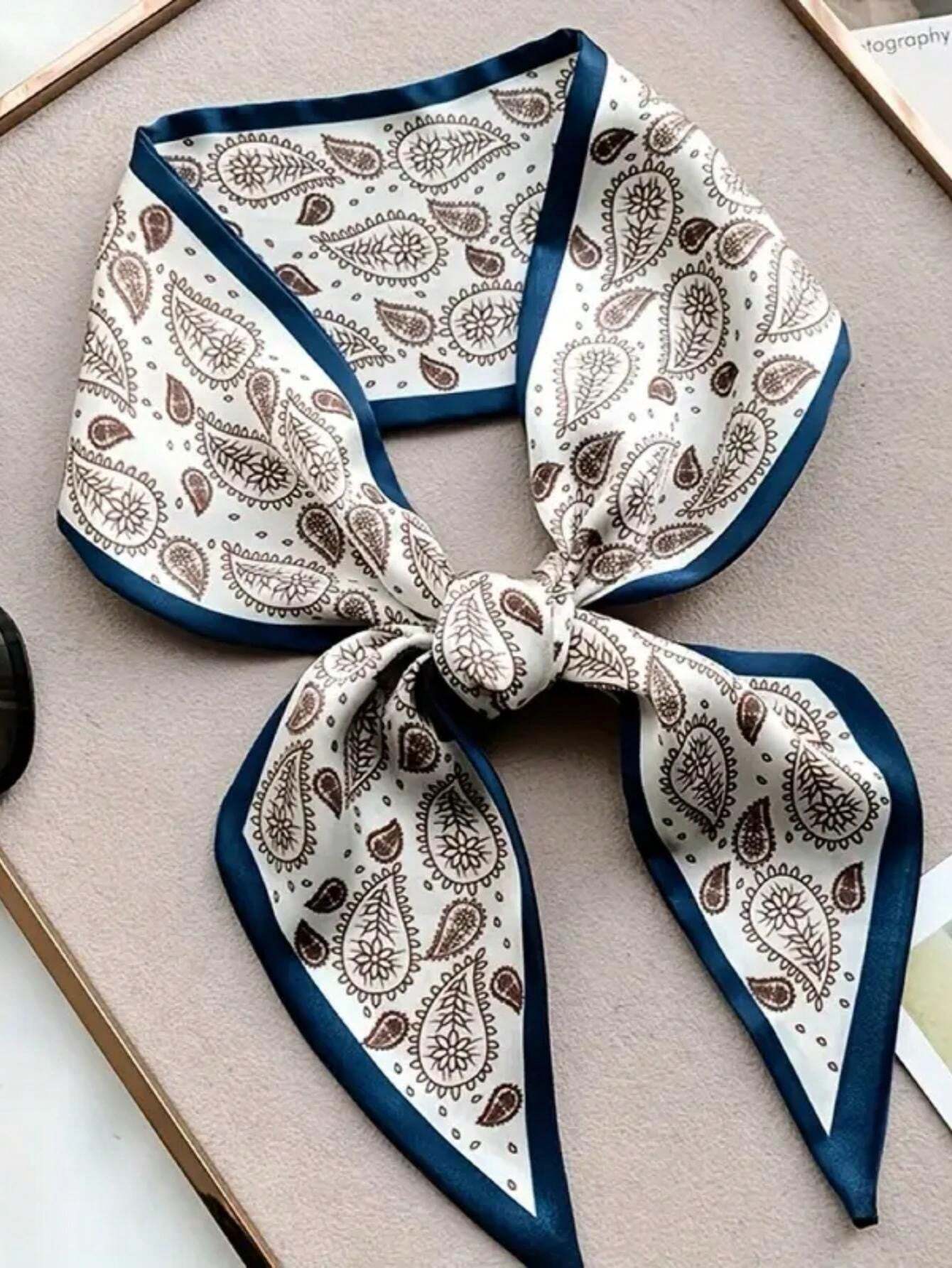 New Vintage Style Aesthetics Paisley Silk Scarf, Versatile And