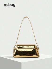 1 chiếc túi đeo vai bằng da PU màu trơn bóng cho nữ, túi đeo chéo thời trang, đựng vừa điện thoại, ví đựng mỹ phẩm, phù hợp với phụ nữ trưởng thành - Nhiều màu - Xem 10