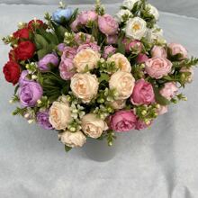 2 件装 20 枝奢华仿牡丹花束，北欧风格人造花适合家居和婚礼装饰、圣诞节、派对、新年 - 多色 - 查看 3