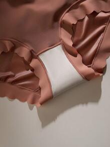 5 Pcs Of Women's Non-Marking Satin Mid-Waist Ruffled Mulberry Silk Bottom Crotch Hip-Lifting Panties