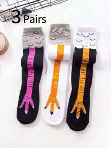 3 pares/1 par de Medias de compresión sobre la rodilla con estampado de pata de pollo, divertidas, para niñas y adolescentes, cálidas, aptas para disfraces de vacaciones, Navidad, Halloween, gran regalo para niñas, niños, mamás, papás, ropa de invierno para niñas/niños, regalos navideños