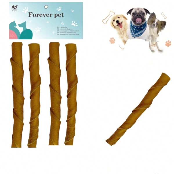 1 Packung mit 4 Stück, geräucherte Kaugummis für Hunde zum Zähneknirschen, ein robuster Snack