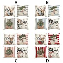 4 stuks Kerst Sneeuwman, Rendier Handschoenen, Eucalyptus Kussensloop, Wintervakantie Gestreepte Bankbekleding Kussenhoes, Eenzijdig, Geen Kussen